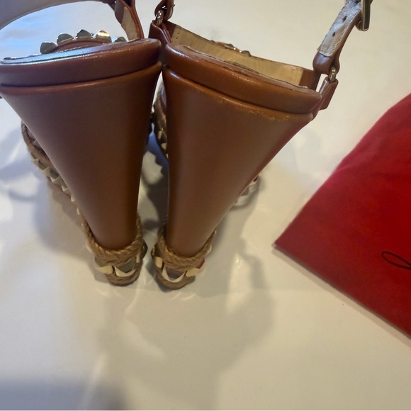 Christian Louboutin Studded Espadrille Wedge Sandals Red Sole Summer Heel SZ: 36 - Picture 13 of 14